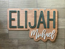 Load image into Gallery viewer, Elijah Michael Bubble Name Sign - Layered Wood Nursery Sign