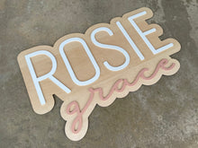 Load image into Gallery viewer, Rosie Grace Bubble Name Sign - Layered Wood Nursery Sign