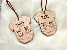 Load image into Gallery viewer, Wooden Birth Stats Ornament