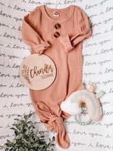 Load image into Gallery viewer, Chandler Laser Engraved Birth Announcement - Baby Name Announcement - Wooden Circle Sign - Floral Girl - Thick Premium Wood