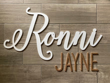 Load image into Gallery viewer, Kinsley Nichole - Name Cutout - Laser Cut Wood Nursery Sign