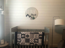 Load image into Gallery viewer, Mountain Name Circle - Layered Wood Nursery Sign