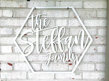 Load image into Gallery viewer, Family Hexagon Cutout Wood Sign