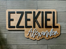 Load image into Gallery viewer, Elijah Michael Bubble Name Sign - Layered Wood Nursery Sign