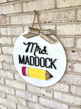 Load image into Gallery viewer, Pencil Shiplap Circle Door Hanger - Teacher Gift