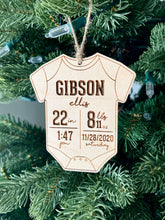Load image into Gallery viewer, Wooden Birth Stats Ornament