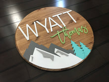 Load image into Gallery viewer, Mountain Name Circle - Layered Wood Nursery Sign