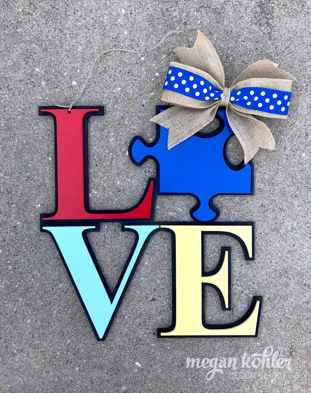 LOVE Autism Awareness Door Hanger - Teacher Gift