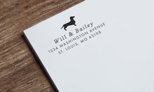 Load image into Gallery viewer, Modern Dog Family Design - Custom Address Stamp - Wooden or Self Inking - 1.5" tall and up to 3" wide