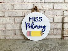 Load image into Gallery viewer, Pencil Shiplap Circle Door Hanger - Teacher Gift