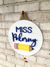 Load image into Gallery viewer, Pencil Shiplap Circle Door Hanger - Teacher Gift