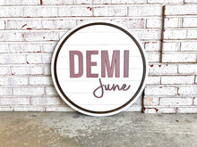 Load image into Gallery viewer, Beau - Navy Shiplap Name Circle With Outline - Layered Wood Nursery Sign