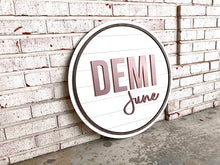 Load image into Gallery viewer, Mason - Shiplap Name Circle With Outline - Layered Wood Nursery Sign