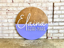 Load image into Gallery viewer, Stanley - Name Circle Diagonal Dipped - Layered Wood Nursery Sign
