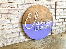 Load image into Gallery viewer, Stanley - Name Circle Diagonal Dipped - Layered Wood Nursery Sign