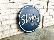 Load image into Gallery viewer, Mason - Shiplap Name Circle With Outline - Layered Wood Nursery Sign