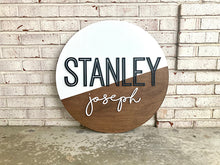 Load image into Gallery viewer, Stanley - Name Circle Diagonal Dipped - Layered Wood Nursery Sign