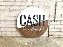 Load image into Gallery viewer, Stanley - Name Circle Diagonal Dipped - Layered Wood Nursery Sign