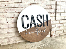 Load image into Gallery viewer, Stanley - Name Circle Diagonal Dipped - Layered Wood Nursery Sign