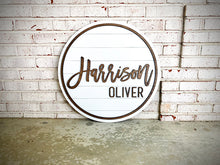 Load image into Gallery viewer, Mason - Shiplap Name Circle With Outline - Layered Wood Nursery Sign