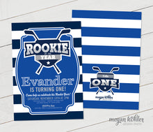 Load image into Gallery viewer, Rookie of the Year Hockey Stats Invitation - Sports Team - Printable File - Digital File - Double Sided - Stats