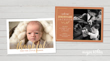 Load image into Gallery viewer, Thankful Birth Announcement - Thanksgiving - November Baby - Printable File
