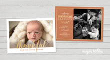 Load image into Gallery viewer, Thankful Birth Announcement - Thanksgiving - November Baby - Printable File