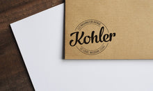 Load image into Gallery viewer, Modern Circle Script Design - Custom Address Stamp - 1.5" tall and up to 3" wide