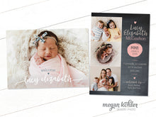 Load image into Gallery viewer, Birth Announcement Modern Script Font - Welcome - 5x7 Printable - Collage - Double Sided - Two Sides
