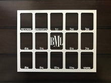 Load image into Gallery viewer, 11x14 Wooden School Years Photo Mat - 2.5x3.5 photo inserts