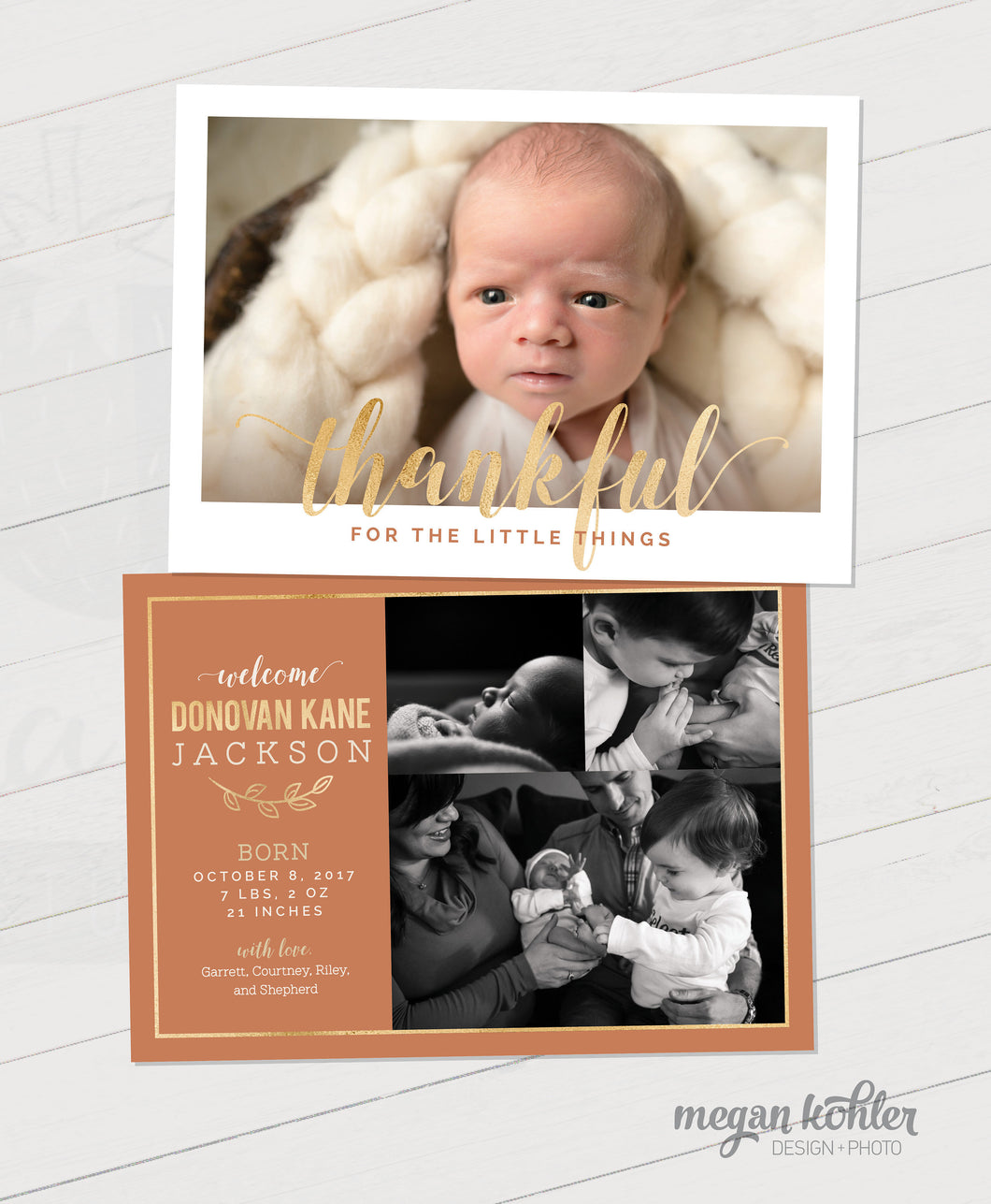 Thankful Birth Announcement - Thanksgiving - November Baby - Printable File