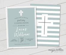 Load image into Gallery viewer, First Communion Invitation - Modern &amp; Clean - Color Options - Printable Invitation - Invite - Matching Back Design
