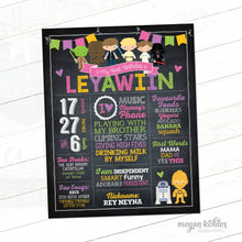 Load image into Gallery viewer, Star Wars Inspired Birthday Milestone Chalkboard Poster - 16x20 Printable File - Girl or Boy
