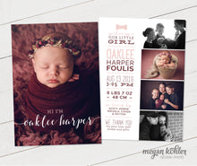 Load image into Gallery viewer, Birth Announcement 5x7 Printable - Modern Girl - Little Lady
