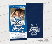 Load image into Gallery viewer, Rookie of the Year Baseball Ticket Photo Invitation - First Birthday - Digital File - Double Sided
