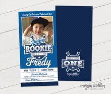 Load image into Gallery viewer, Rookie of the Year Baseball Ticket Photo Invitation - First Birthday - Digital File - Double Sided