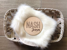Load image into Gallery viewer, Nash Laser Engraved Birth Announcement - Baby Name Announcement - Wooden Circle Sign - Boy or Girl
