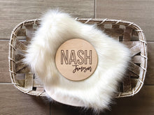 Load image into Gallery viewer, Nash Laser Engraved Birth Announcement - Baby Name Announcement - Wooden Circle Sign - Boy or Girl