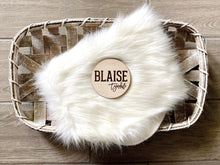 Load image into Gallery viewer, Blaise - Laser Engraved Birth Announcement - Baby Name Announcement - Wooden Circle Sign - Boy or Girl