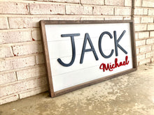 Load image into Gallery viewer, Brooks Framed Shiplap Name Sign - Layered Wood Nursery Sign
