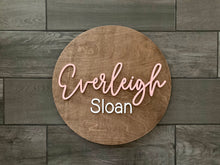 Load image into Gallery viewer, Everleigh Sloan - Name Circle - Layered Wood Nursery Sign
