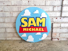 Load image into Gallery viewer, Toy Story - Name Circle - Layered Wood Nursery Sign
