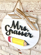 Load image into Gallery viewer, Pencil Shiplap Circle Door Hanger - Teacher Gift
