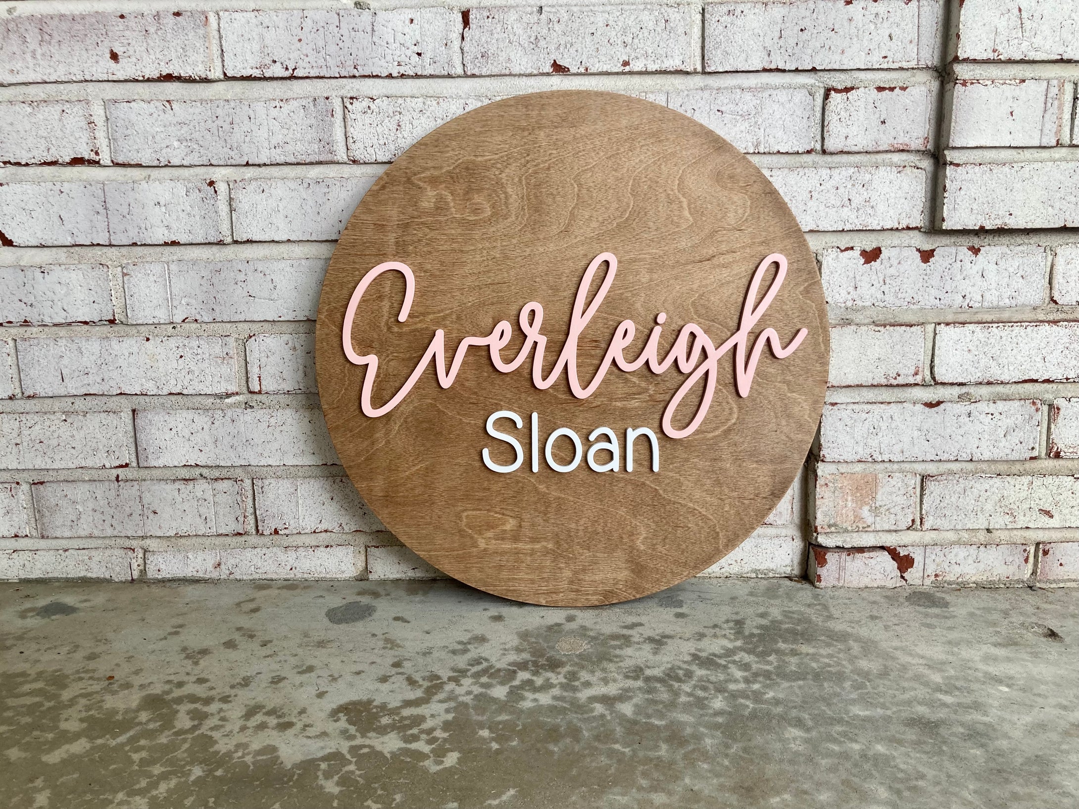 Everleigh Sloan - Name Circle - Layered Wood Nursery Sign