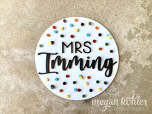 Load image into Gallery viewer, Pink Polka Door Hanger - Teacher Gift
