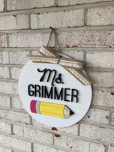 Load image into Gallery viewer, Pencil Shiplap Circle Door Hanger - Teacher Gift
