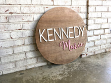 Load image into Gallery viewer, Kennedy Marie - Name Circle - Layered Wood Nursery Sign
