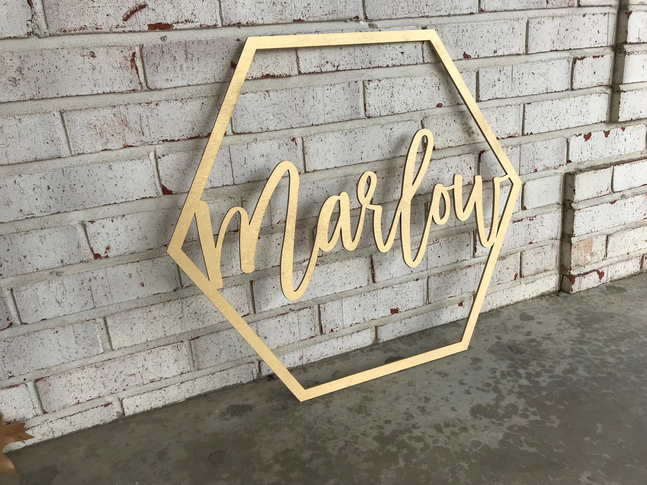 Marlow Hexagon Name Cutout Wood Sign