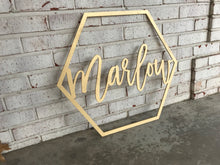 Load image into Gallery viewer, Family Hexagon Cutout Wood Sign
