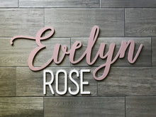 Load image into Gallery viewer, Kinsley Nichole - Name Cutout - Laser Cut Wood Nursery Sign
